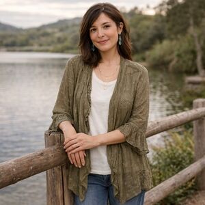 Elegant Sheer Olive Cardigan